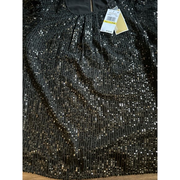 Michael Kors Women's Sequin Flutter-Sleeve Cocktail Holidays Blouse Top Petite M - Picture 7 of 10